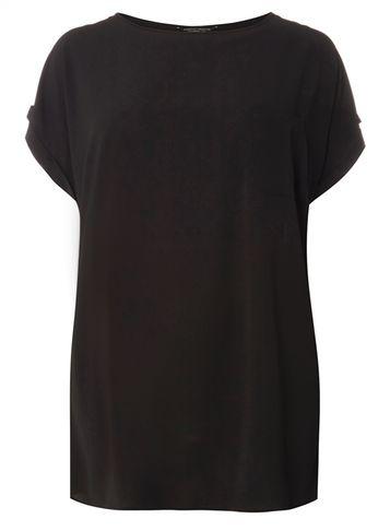 Dorothy Perkins Dp Curve Black Zip Back Soft T-shirt