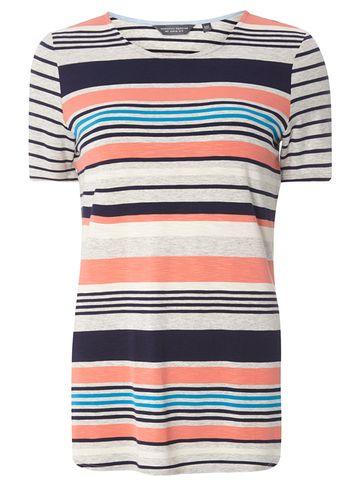 Dorothy Perkins *tall Coral And Black Stripe T-shirt