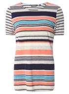 Dorothy Perkins *tall Coral And Black Stripe T-shirt