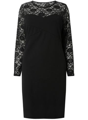Dorothy Perkins *dp Curve Black Long Sleeve Lace Bodycon Dress