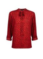 Dorothy Perkins Red Tie Neck Batwing Shirt