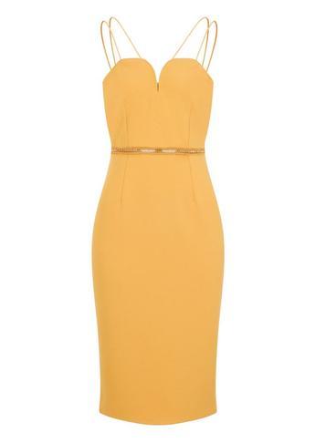 Dorothy Perkins *girls On Film Mustard Yellow Bodycon Dress