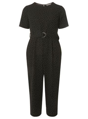 Dorothy Perkins Petite Black Spotted Jumpsuit