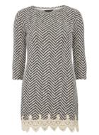 Dorothy Perkins Chevron Stripe Lace Hem Tunic