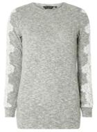 Dorothy Perkins Grey Lace Insert Sweat Top