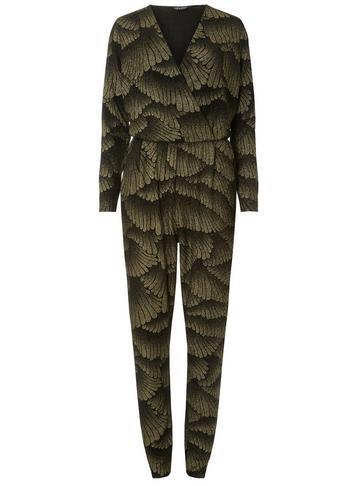 Dorothy Perkins *black Gold Foil Print Jumpsuit