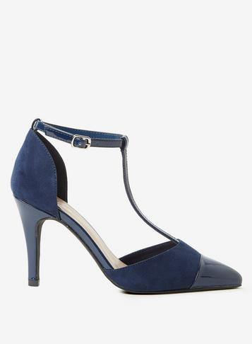 Dorothy Perkins Wide Fit Navy Microfibre Game Court Shoes