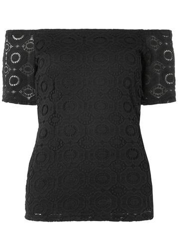 Dorothy Perkins Black Geometric Lace Bardot Top