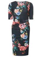 Dorothy Perkins Black Floral Print Ruched Side Bodycon Dress