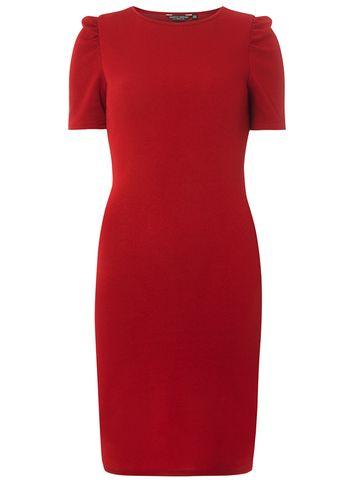 Dorothy Perkins Burgundy Red Tuck Sleeve Bodycon Dress