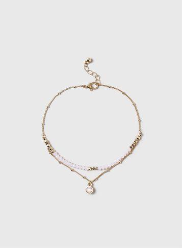 Dorothy Perkins Rose Gold Pink Stone Drop Anklet