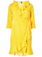 Dorothy Perkins *vero Moda Yellow Multi Spot Ruffle Wrap Dress