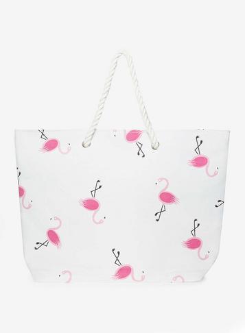 Dorothy Perkins *southbeach Neutral Flamingo Rope Shopper Bag