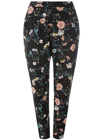 Dorothy Perkins Dp Curve Black Dark Floral Print Joggers