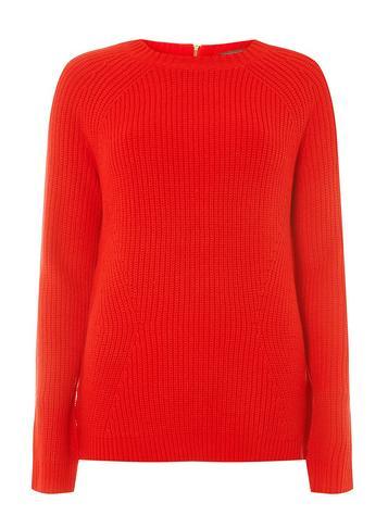 Dorothy Perkins *tall Red Zipped Back Crew Neck Jumper