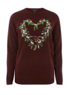 Dorothy Perkins Burgundy Sequin Wreath Jumper