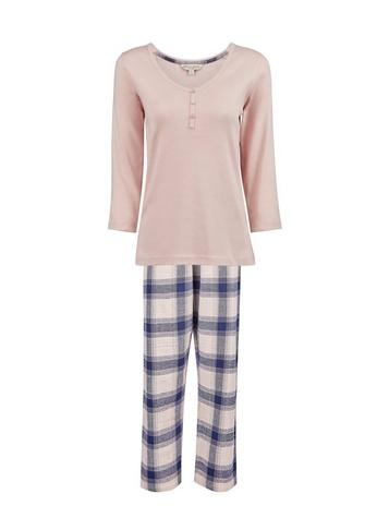 Dorothy Perkins Pink Rib Top And Check Print Pants