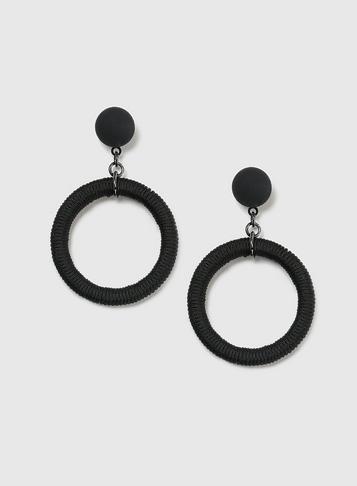 Dorothy Perkins Black Hoop Drop Earrings