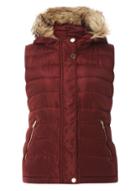 Dorothy Perkins Mulberry Faux Fur Hooded Padded Gilet