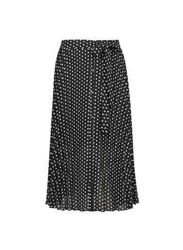 Dorothy Perkins Petite Black Polka Dot Print Pleated Midi Skirt
