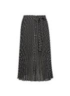 Dorothy Perkins Petite Black Polka Dot Print Pleated Midi Skirt