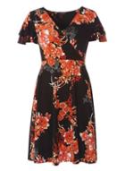 Dorothy Perkins Black Oriental Floral Wrap Dress