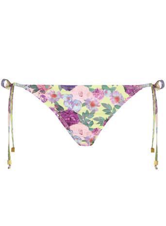 Dorothy Perkins Lime Floral Tie Side Bikini Bottoms