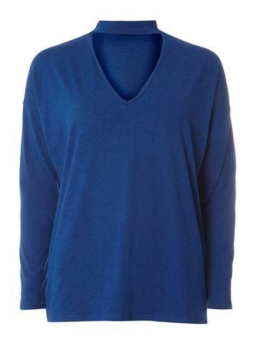 Dorothy Perkins Cobalt Soft Touch Choker Neck Top
