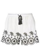 Dorothy Perkins *ivory And Black Embroidered Shorts