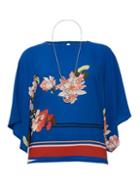 Dorothy Perkins *quiz Blue Floral Floral Print Necklace Top