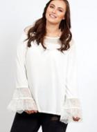 *blue Vanilla Curve White Lace And Pearl Tunic Top