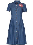 Dorothy Perkins *izabel London Blue Embroidered Skater Dress