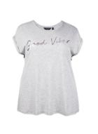 Dorothy Perkins *dp Curve Grey Good Vibes Motif Top