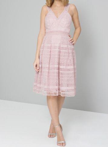 Dorothy Perkins *chi Chi London Petite Mink Crochet Skater Dress