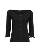 Dorothy Perkins Black Button Through Rib Top