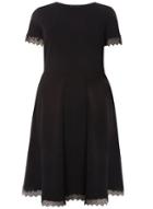 Dorothy Perkins Dp Curve Black Lace Trim Fit And Flare Dress
