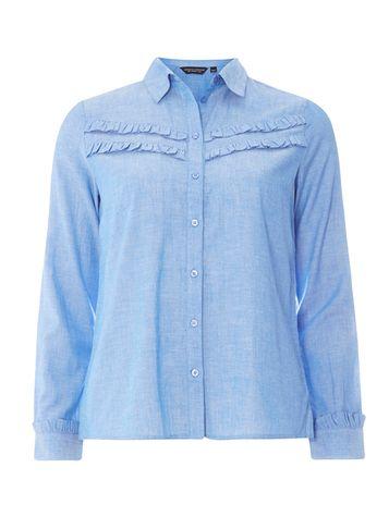 Dorothy Perkins Blue Chambray Double Frill Shirt