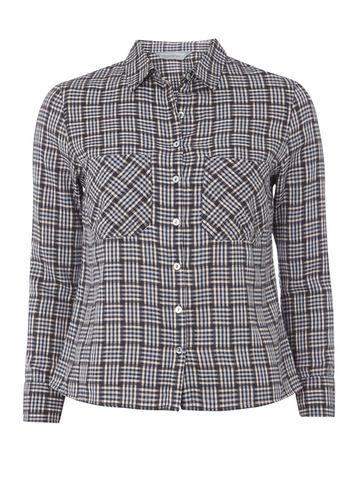Dorothy Perkins Petite Grey And Pink Checked Shirt