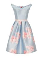 Dorothy Perkins *chi Chi London Blue Floral Print Bardot Midi Dress