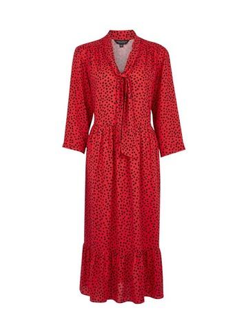 Dorothy Perkins Red Pussy Bow Smock Midi Dress
