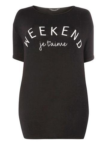 Dorothy Perkins Dp Curve Black 'weekend Je T'aime' T-shirt
