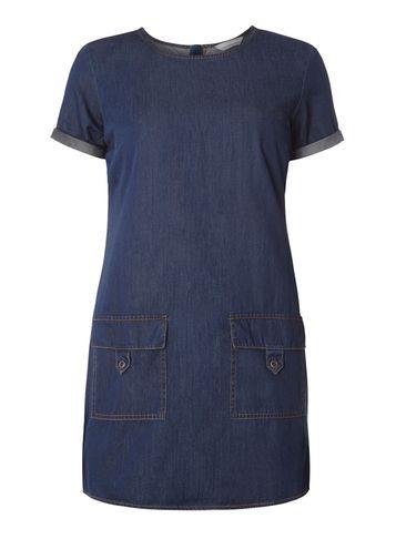 Dorothy Perkins Petite Mid Wash Denim Shift Dress