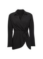 Dorothy Perkins *black Jersey Wrap Shirt