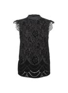 *luxe Black Lace Contrast Top