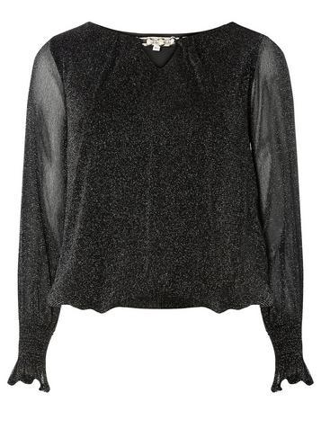 Dorothy Perkins *billie & Blossom Petite Black Long Shimmer Waterfall Cardigan