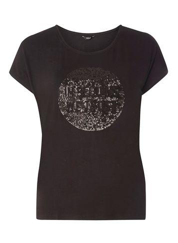 Dorothy Perkins *only Black Slogan Sequin T-shirt