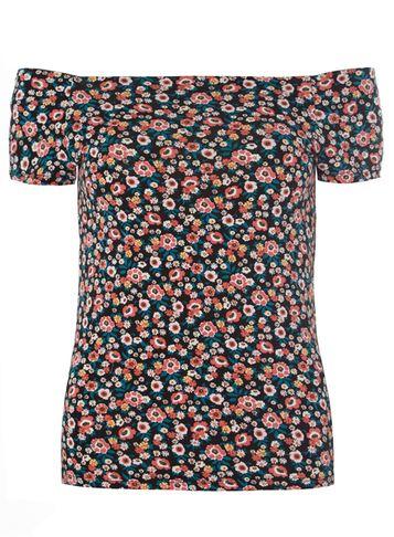 Dorothy Perkins Black Floral Bardot Top