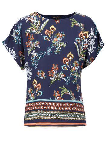 Dorothy Perkins *izabel London Blue Floral And Aztec T-shirt