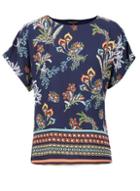 Dorothy Perkins *izabel London Blue Floral And Aztec T-shirt