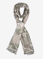 Dorothy Perkins Grey And Pink Oriental Bird Print Jacquard Scarf